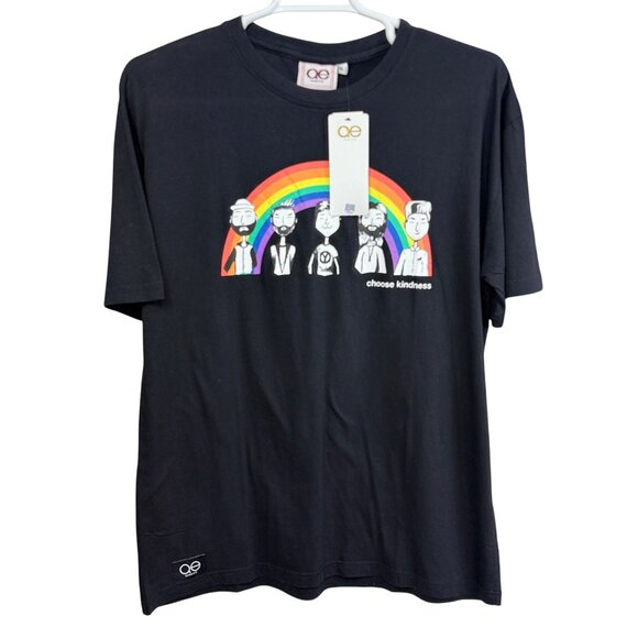 Queer Eye XL Choose Kindness Rainbow Tee 100% Cotton Black Graphic Crewneck - Picture 1 of 7